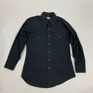 Vtg Black Western Shirt Western Fashions L